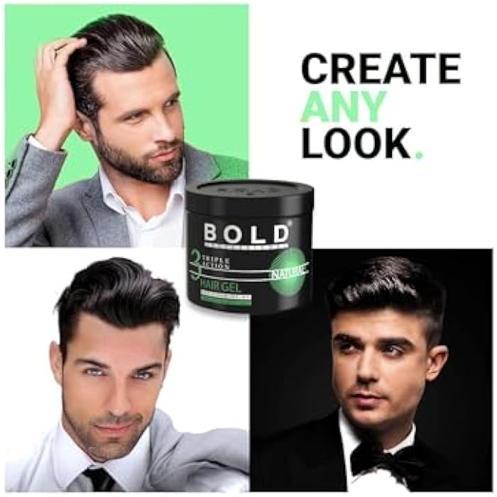 Bold Professional Triple Action Strong Hair Gel - Pro Vitamin B5 - Long-Lasting Shine - Natural - 1000 Ml - Image 4